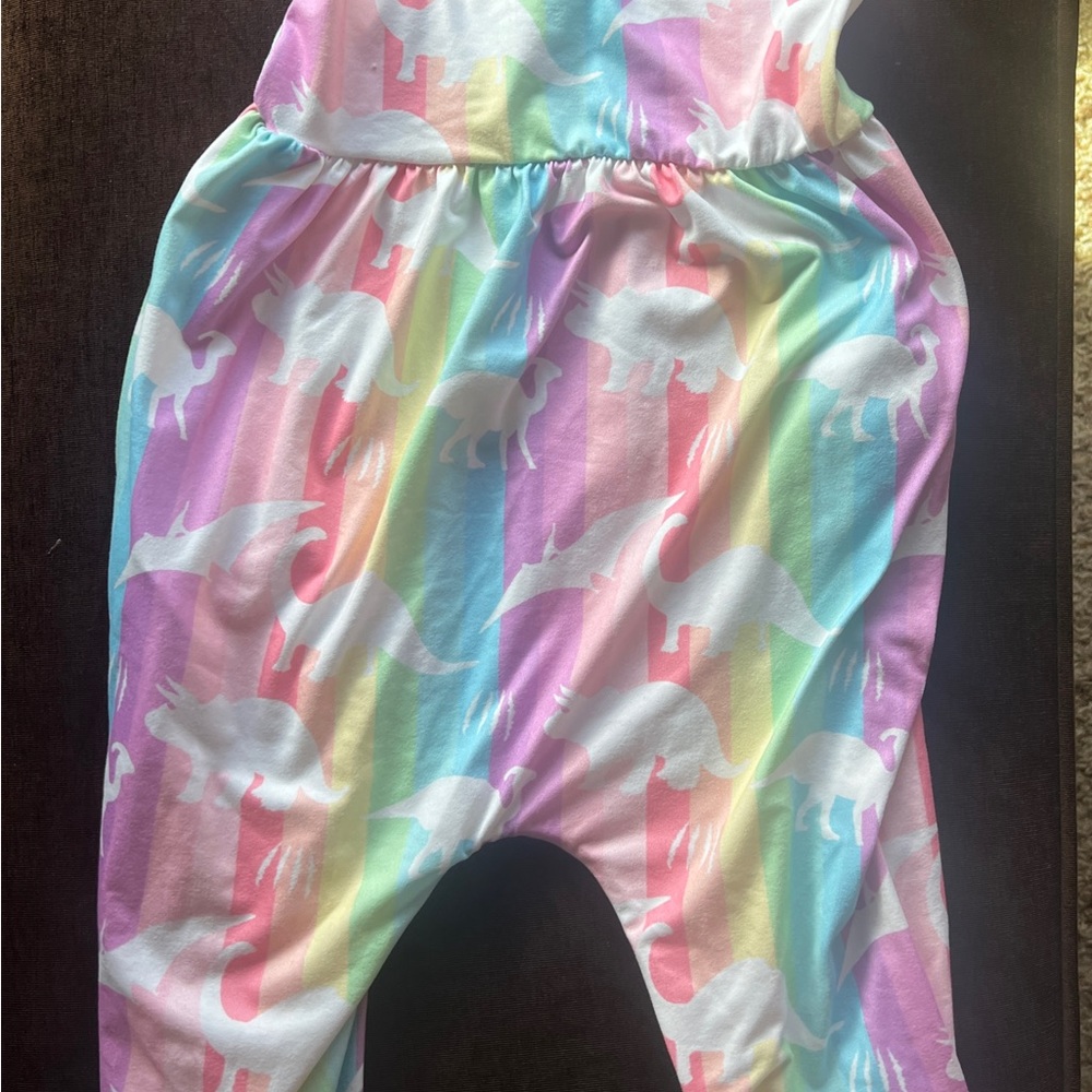 Rainbow Dinosaur Print Jumpsuit